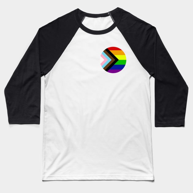 Progress Pride Rainbow Flag For Inclusivity Baseball T-Shirt by PowderShot